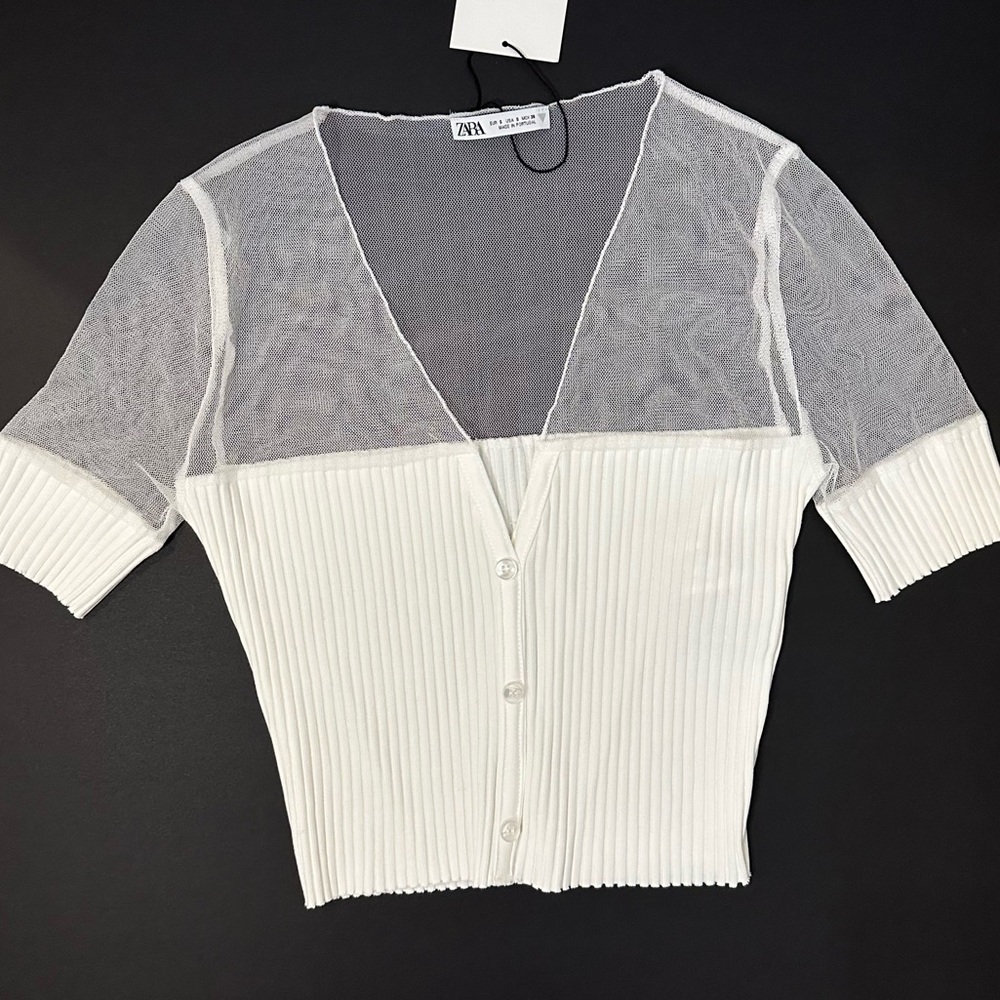 Zara Ribbed Tulle Top